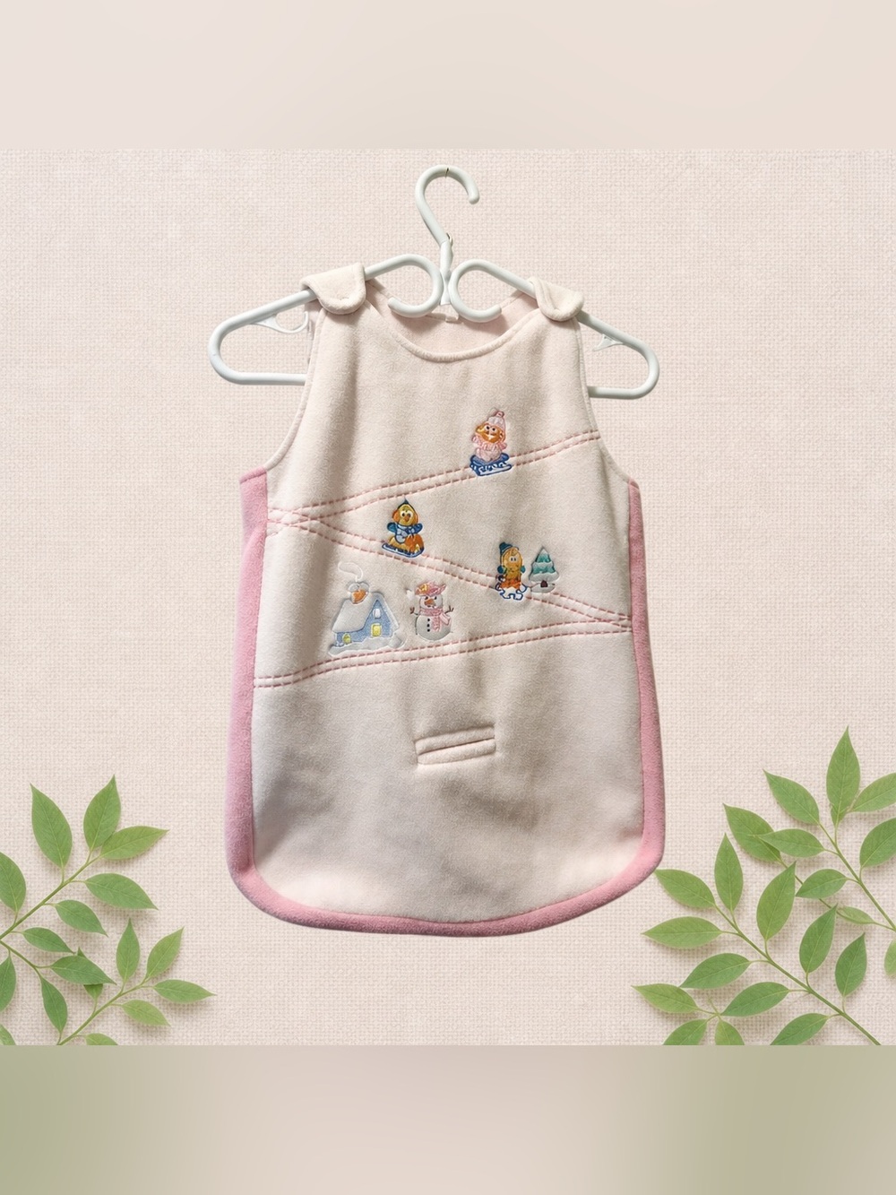 Vintage Sesame Street Winter Fleece Bunting Bag 0–9M Baby Girl Pink Embroidered